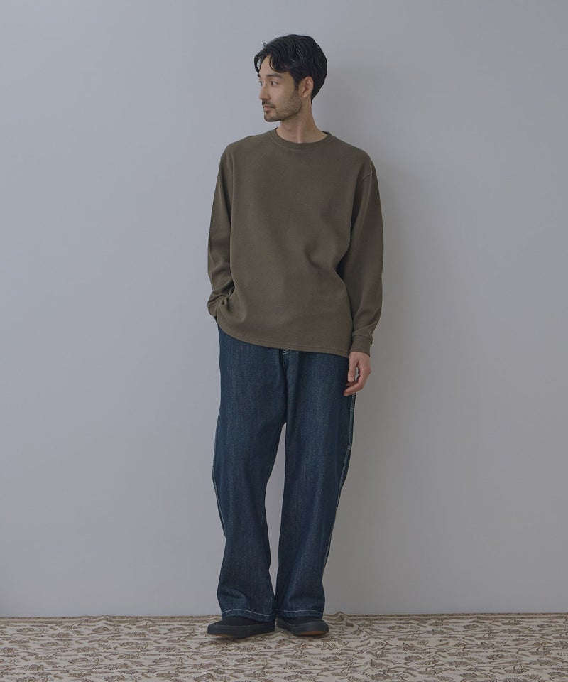 NAVY BCIコットン リラックスフィット ワッフル長袖Tシャツ メンズ商品画像-21