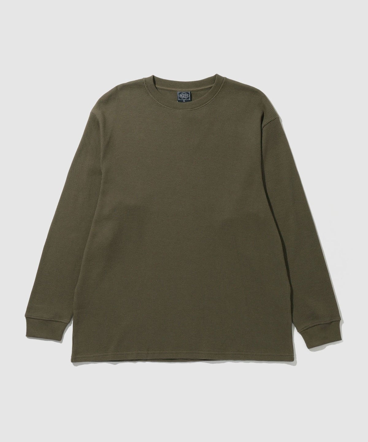 NAVY BCIコットン リラックスフィット ワッフル長袖Tシャツ メンズ