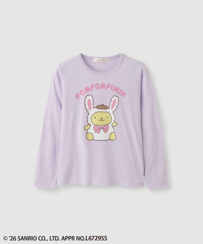 サンリオキャラクターズ 着ぐるみポムポムプリン プリント長袖Tシャツ キッズ メール便 対応商品商品画像-1