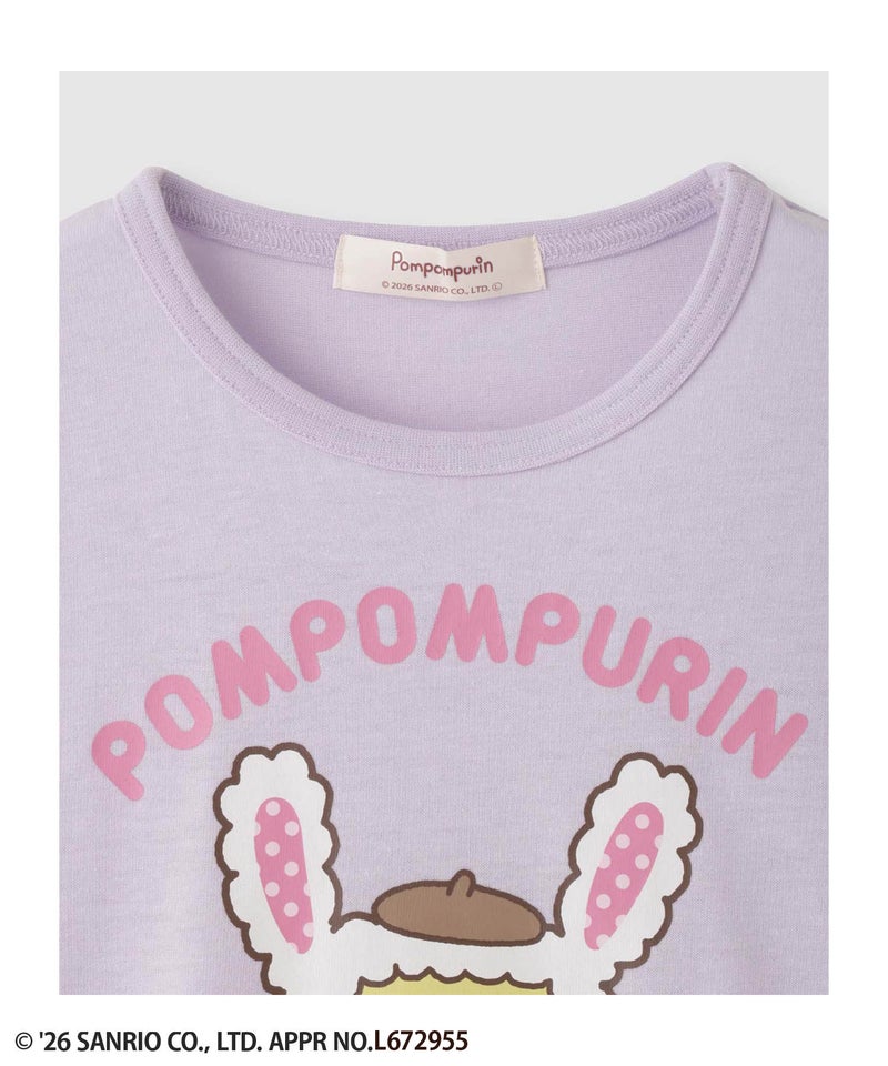 サンリオキャラクターズ 着ぐるみポムポムプリン プリント長袖Tシャツ キッズ メール便 対応商品商品画像-3