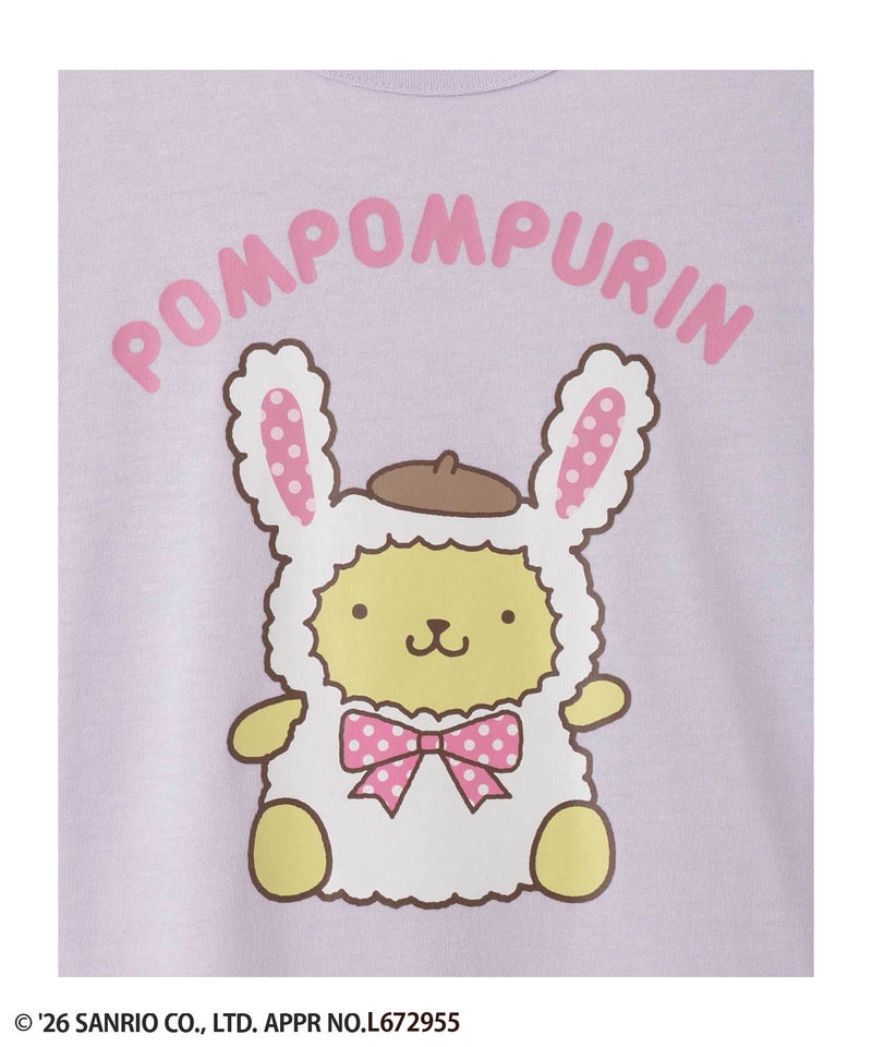 サンリオキャラクターズ 着ぐるみポムポムプリン プリント長袖Tシャツ キッズ メール便 対応商品商品画像-6