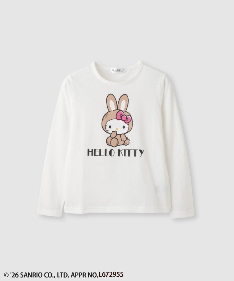 サンリオキャラクターズ 着ぐるみハローキティ プリント長袖Tシャツ キッズ メール便 対応商品商品画像-1