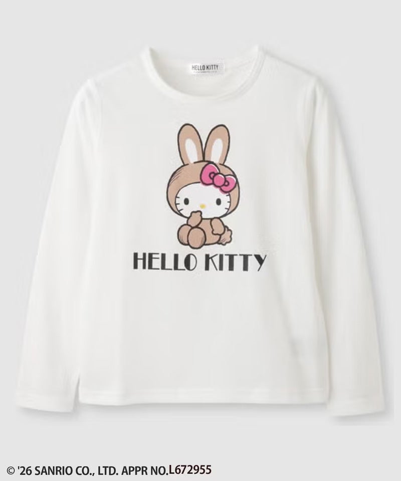 [値下げ]サンリオキャラクターズ 着ぐるみハローキティ プリント長袖Tシャツ キッズ メール便 対応商品商品画像-1
