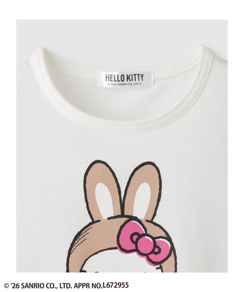サンリオキャラクターズ 着ぐるみハローキティ プリント長袖Tシャツ キッズ メール便 対応商品商品画像-3