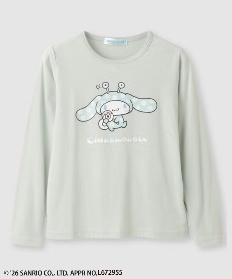 [値下げ]サンリオキャラクターズ 着ぐるみシナモロール プリント長袖Tシャツ キッズ メール便 対応商品商品画像-1