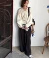 Classical Elf たっぽり袖×ゴールドボタンの欲張りカーデ。ランタンスリーブ金釦Vネックカーディガン商品サムネイル-8