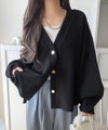 Classical Elf たっぽり袖×ゴールドボタンの欲張りカーデ。ランタンスリーブ金釦Vネックカーディガン商品サムネイル-23
