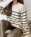 Classical Elf ゆったりなのに上品でキチンと見え。ミラノリブ袖先ゴールドボタンプルオーバー商品サムネイル-16