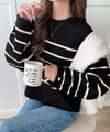 Classical Elf ゆったりなのに上品でキチンと見え。ミラノリブ袖先ゴールドボタンプルオーバー商品サムネイル-21