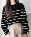 Classical Elf ゆったりなのに上品でキチンと見え。ミラノリブ袖先ゴールドボタンプルオーバー商品サムネイル-23