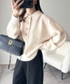 Classical Elf ふんわり＆もっちりな肌ざわり。襟付きラグランスリーブニットプルオーバー（長袖）商品サムネイル-9