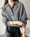 Classical Elf ふんわり＆もっちりな肌ざわり。襟付きラグランスリーブニットプルオーバー（長袖）商品サムネイル-12