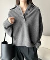 Classical Elf ふんわり&もっちりな肌ざわり。襟付きラグランスリーブニットプルオーバー(長袖)商品サムネイル-15