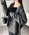 Classical Elf ふんわり包み込む暖かさで、冬の定番に。ゴールドボタン使いオーバーサイズVネックニットカーディガン（長袖）商品サムネイル-7