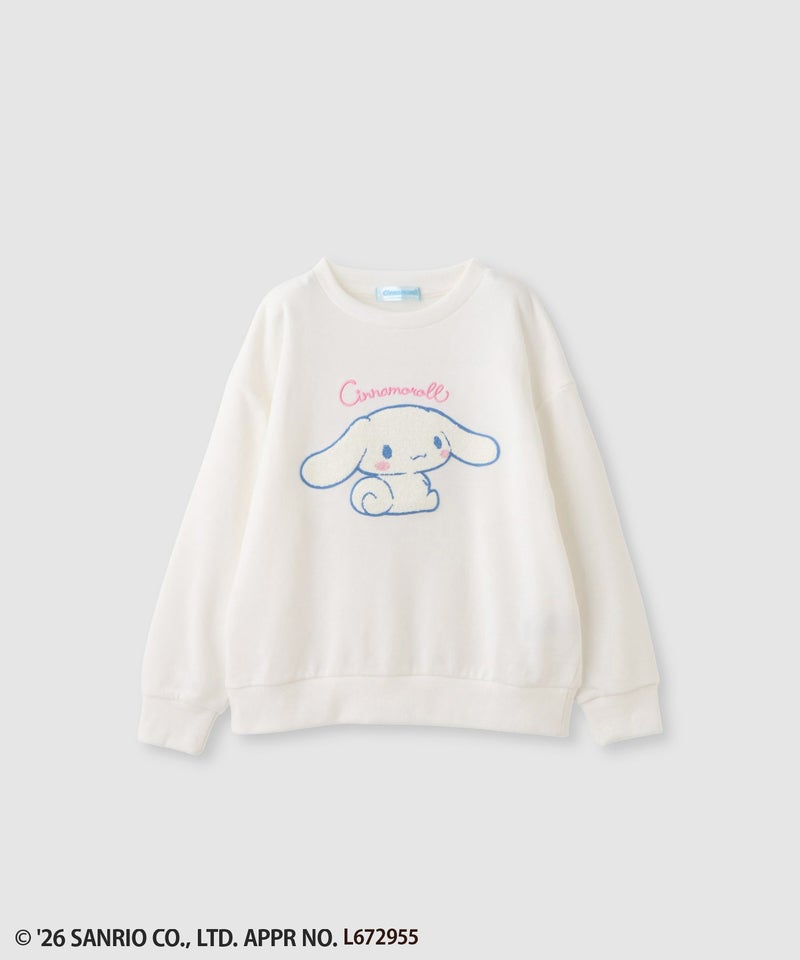 サンリオキャラクターズ シナモロール サガラ刺しゅう裏毛トレーナー キッズ商品画像-1