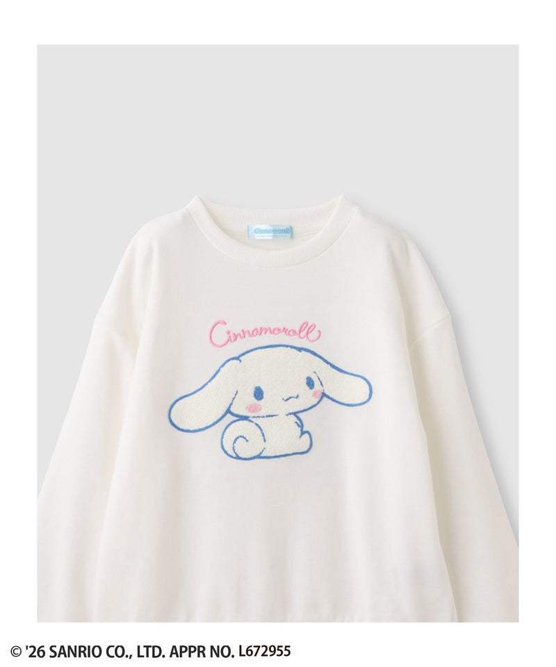 サンリオキャラクターズ シナモロール サガラ刺しゅう裏毛トレーナー キッズ商品画像-3