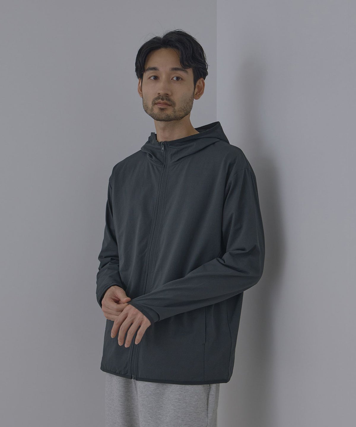 Real Standard テックジョーゼットZIPパーカー UVカット 吸水速乾 イージーケア メンズ