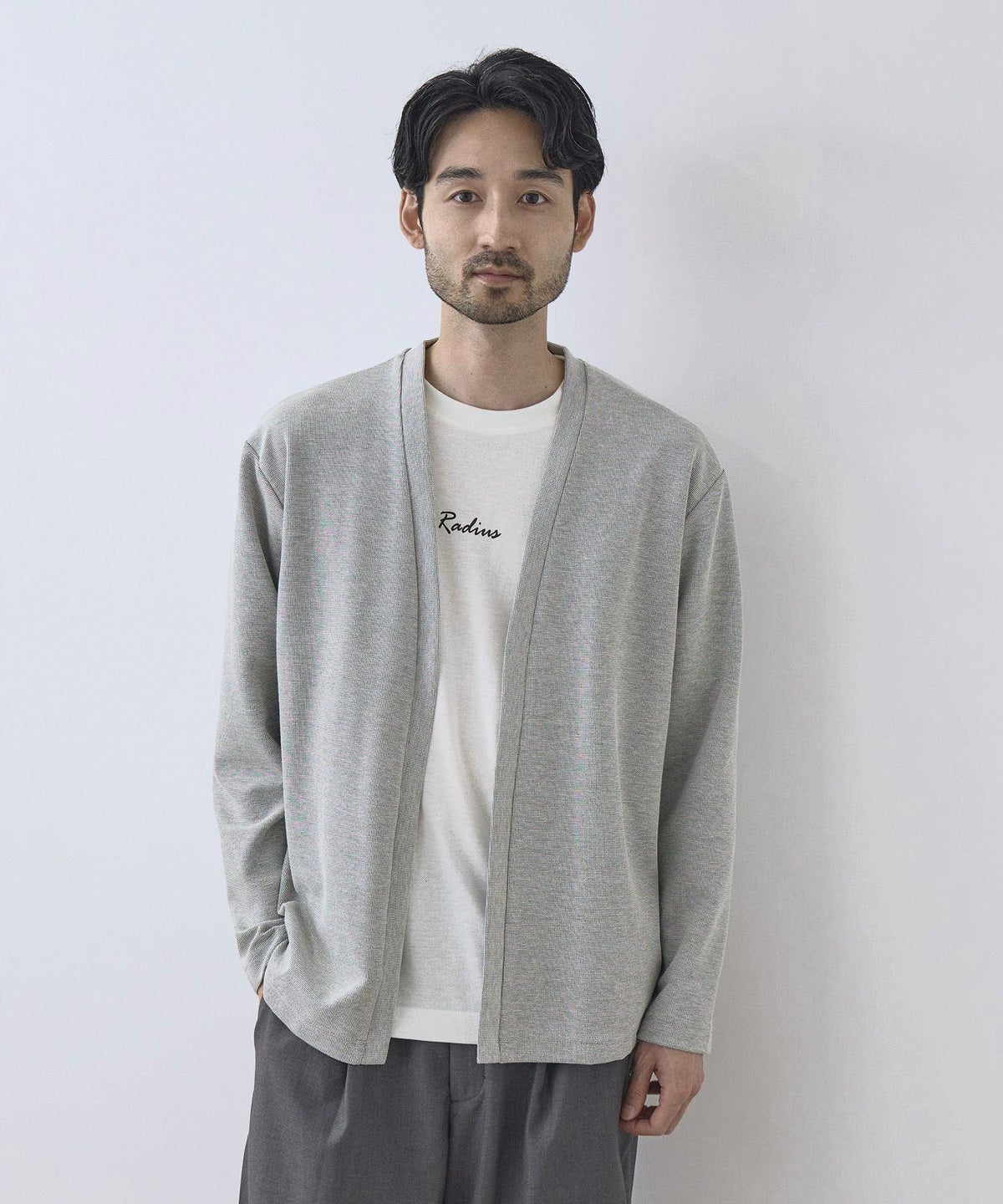 Real Standard 鹿の子着流しカーディガン＆Tシャツ アンサンブル メンズ