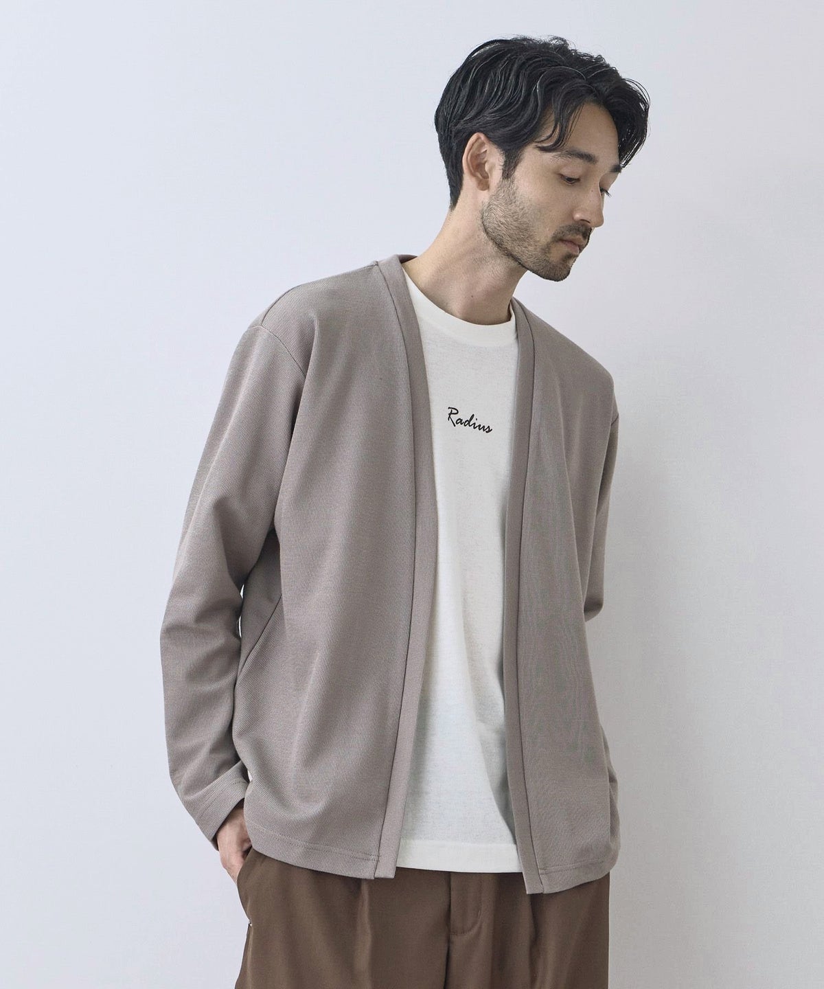 Real Standard 鹿の子着流しカーディガン＆Tシャツ アンサンブル メンズ