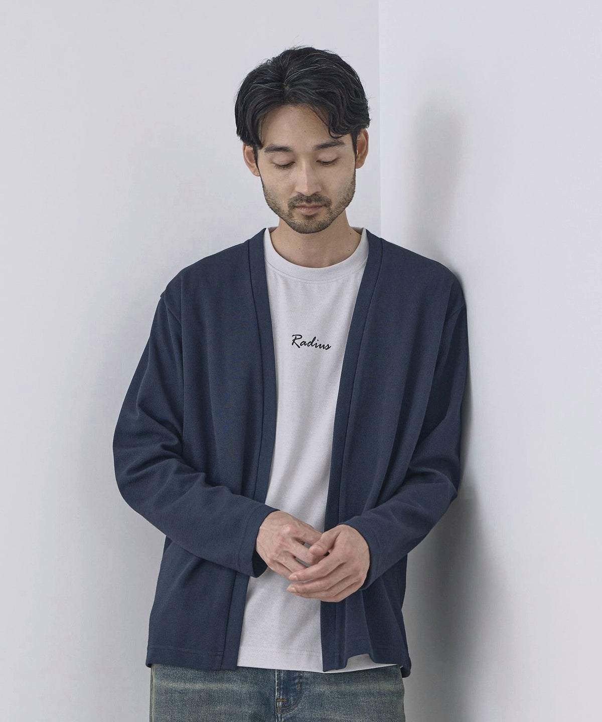 Real Standard 鹿の子着流しカーディガン＆Tシャツ アンサンブル メンズ