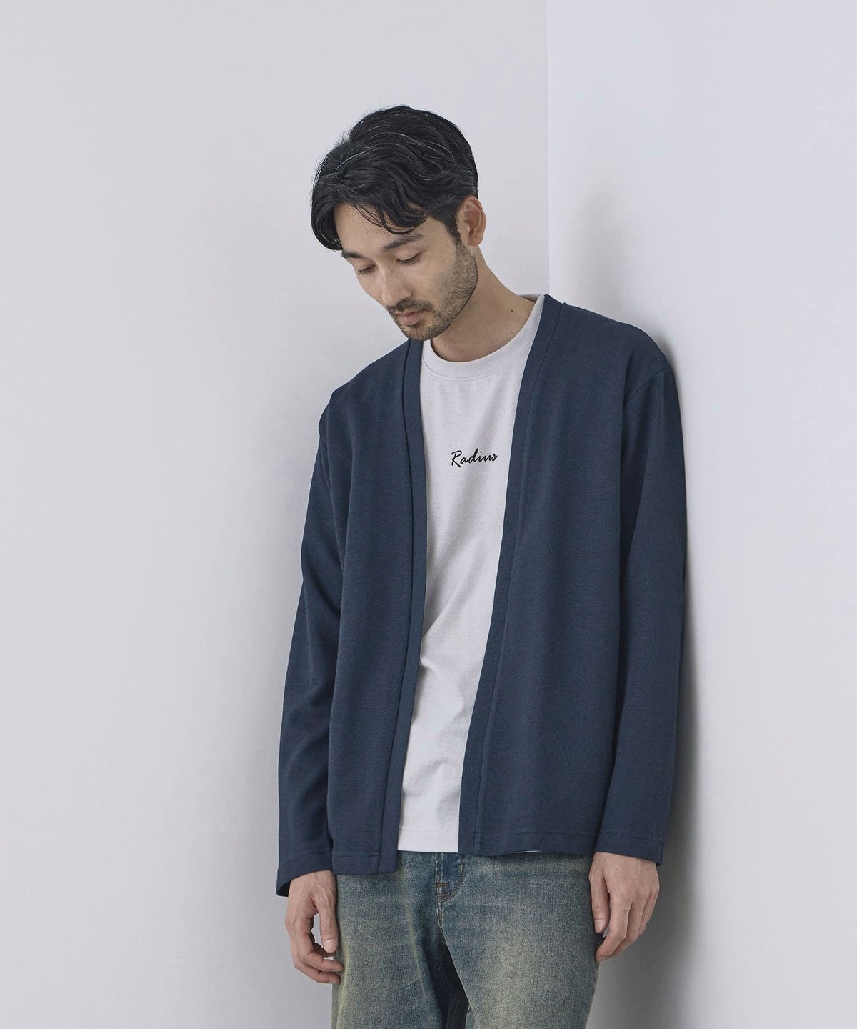 Real Standard 鹿の子着流しカーディガン＆Tシャツ アンサンブル メンズ