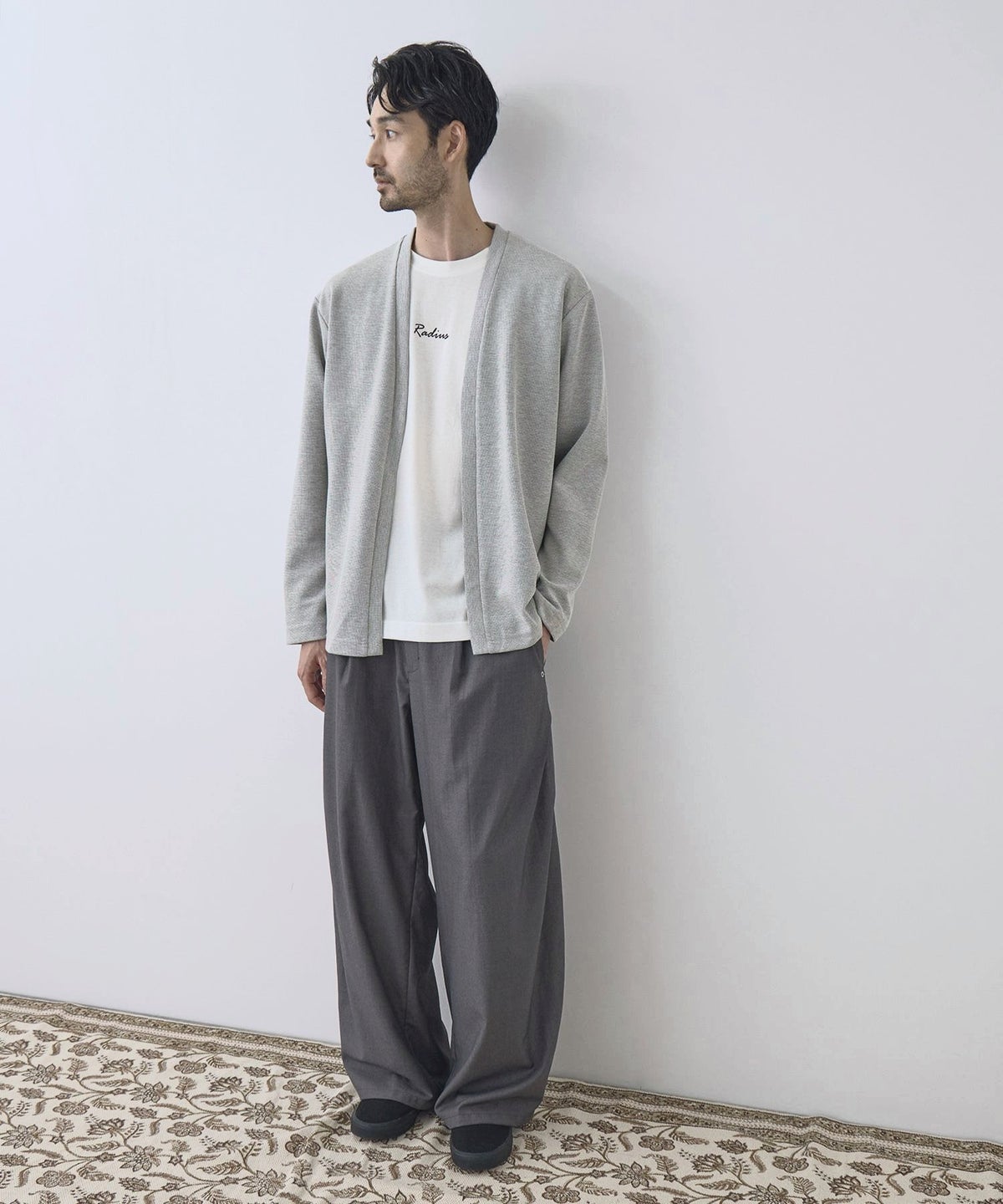 Real Standard 鹿の子着流しカーディガン＆Tシャツ アンサンブル メンズ