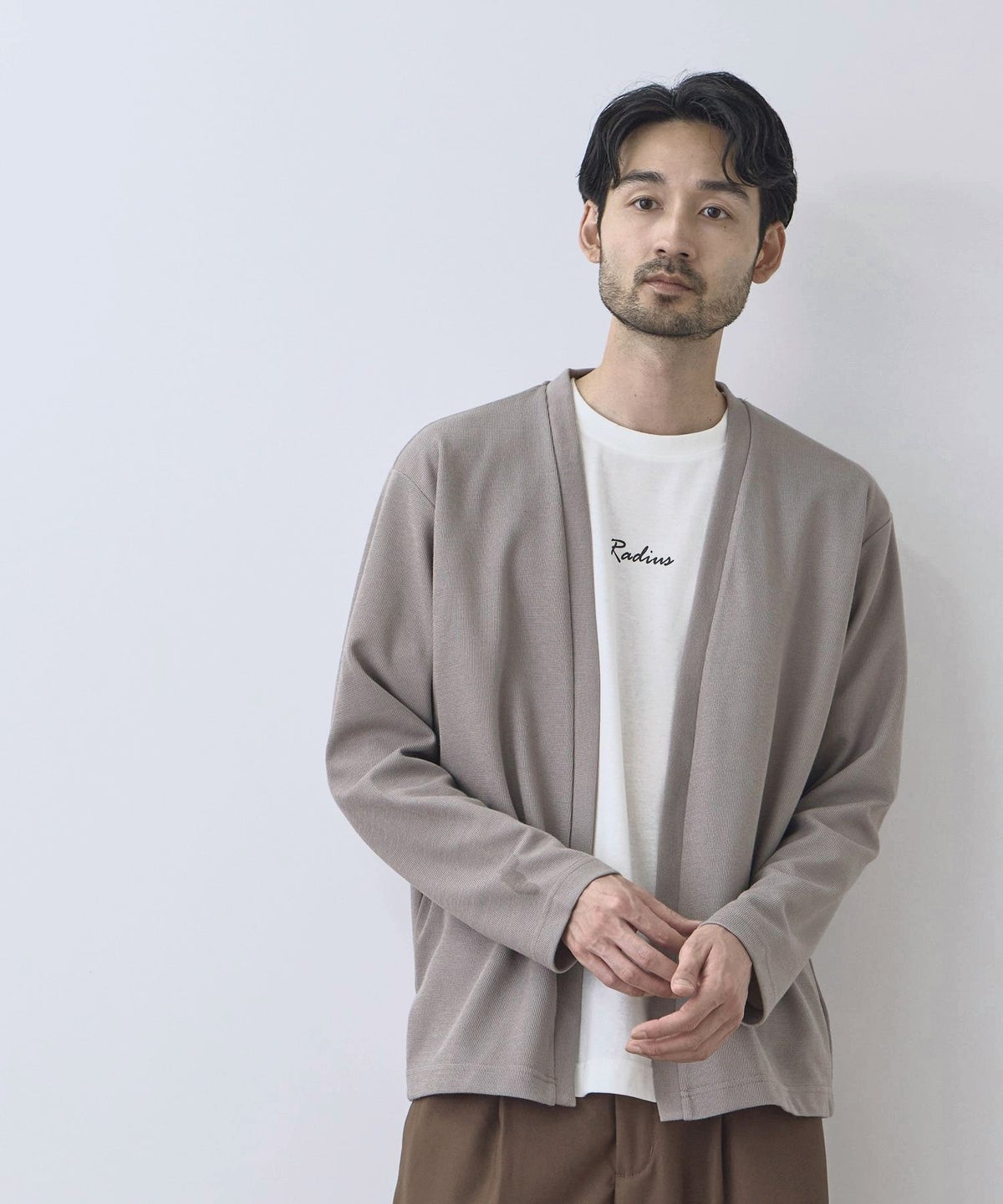 Real Standard 鹿の子着流しカーディガン＆Tシャツ アンサンブル メンズ