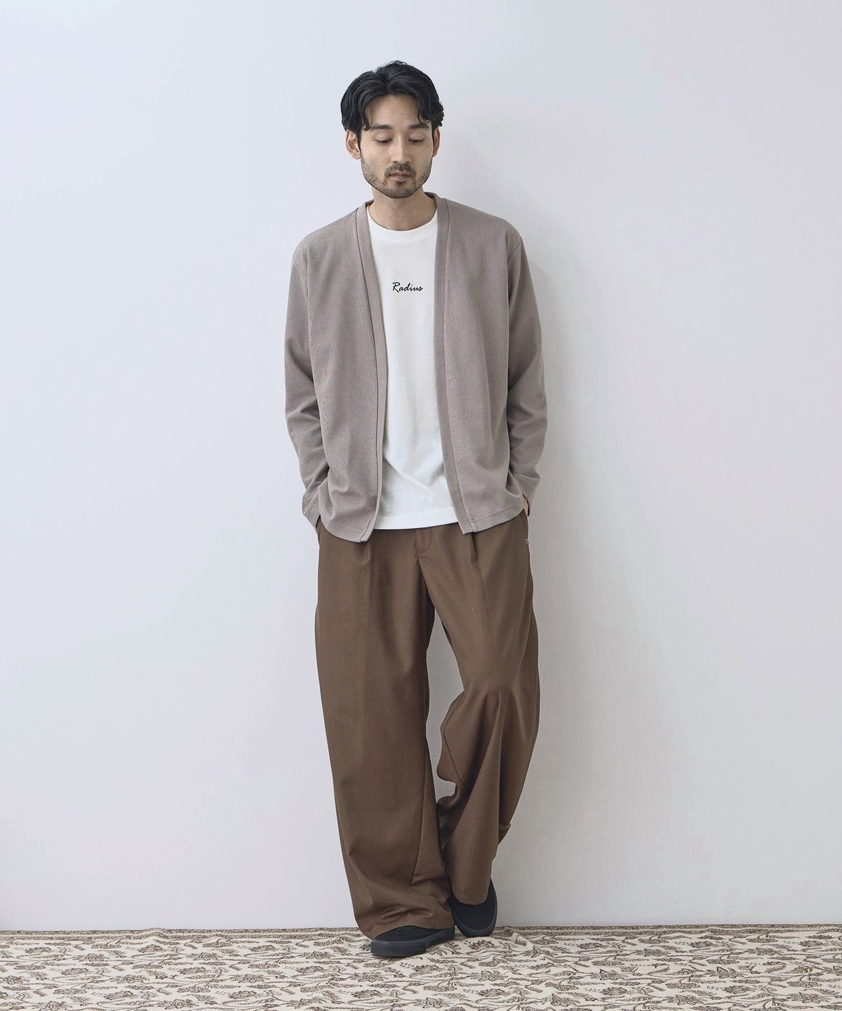 Real Standard 鹿の子着流しカーディガン＆Tシャツ アンサンブル メンズ