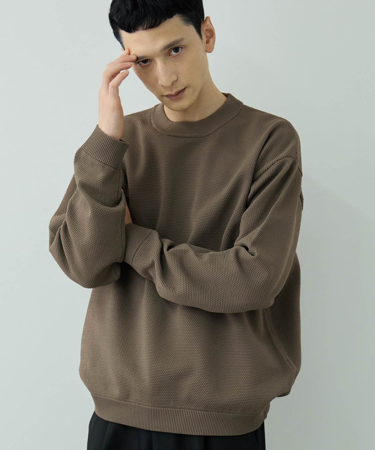 URBAN COLLECTION 鹿の子編みクルーネックニット メンズ