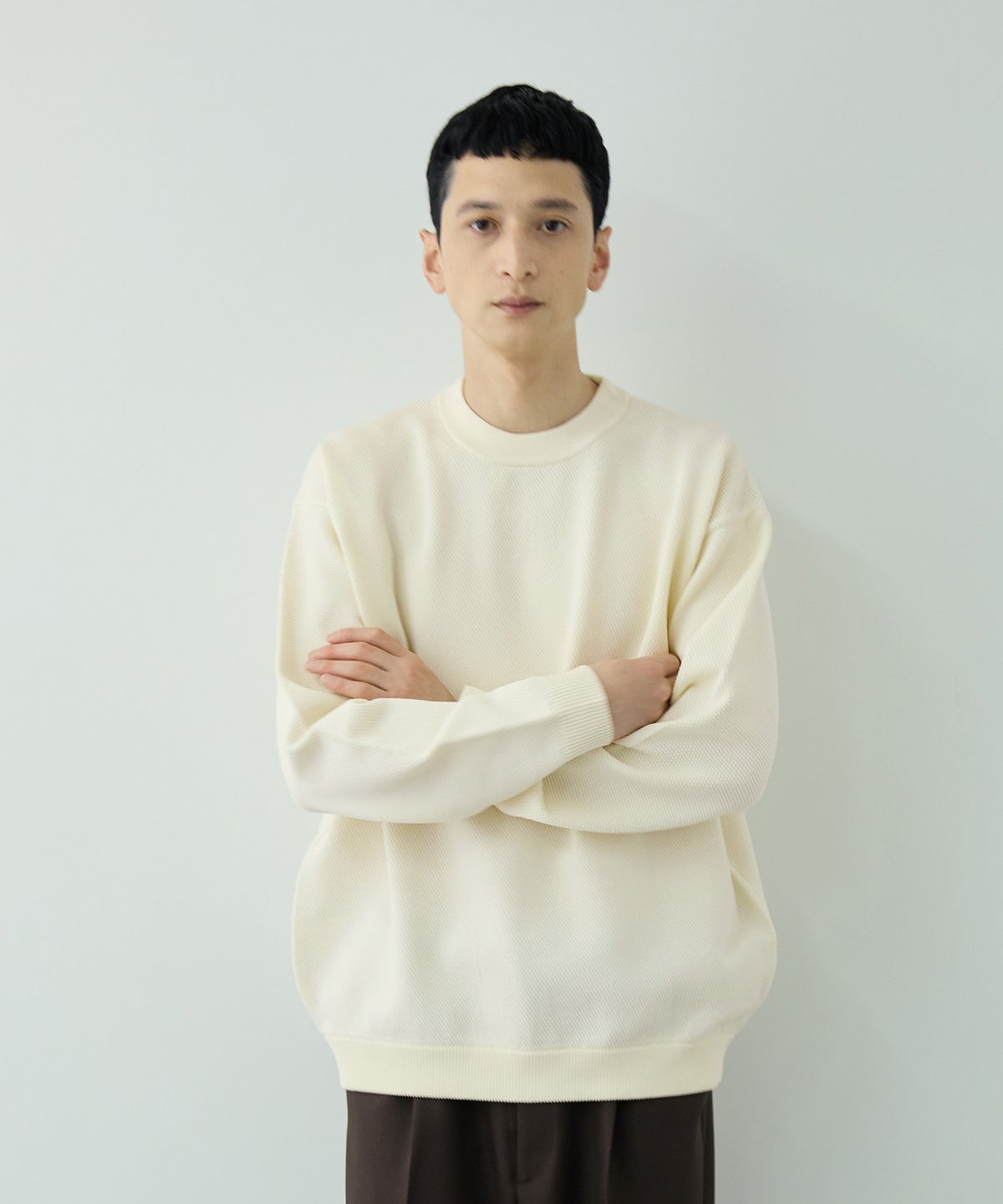 URBAN COLLECTION 鹿の子編みクルーネックニット メンズ