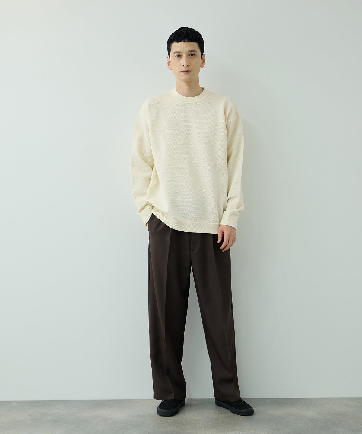 URBAN COLLECTION 鹿の子編みクルーネックニット メンズ