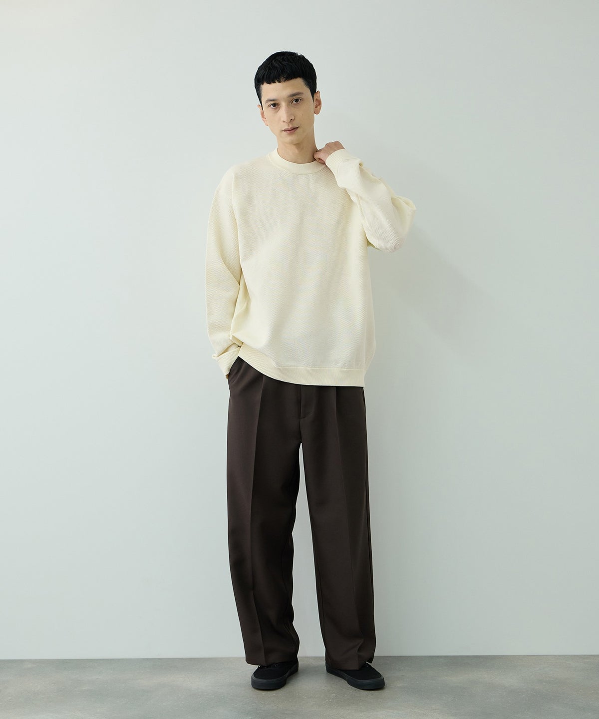 URBAN COLLECTION 鹿の子編みクルーネックニット メンズ