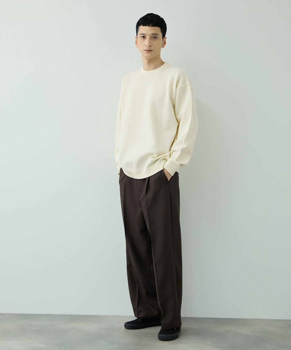 URBAN COLLECTION 鹿の子編みクルーネックニット メンズ