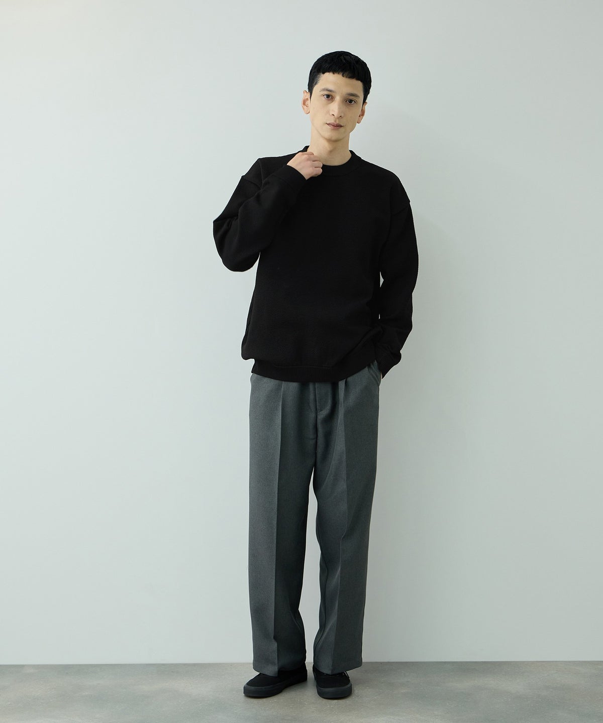 URBAN COLLECTION 鹿の子編みクルーネックニット メンズ