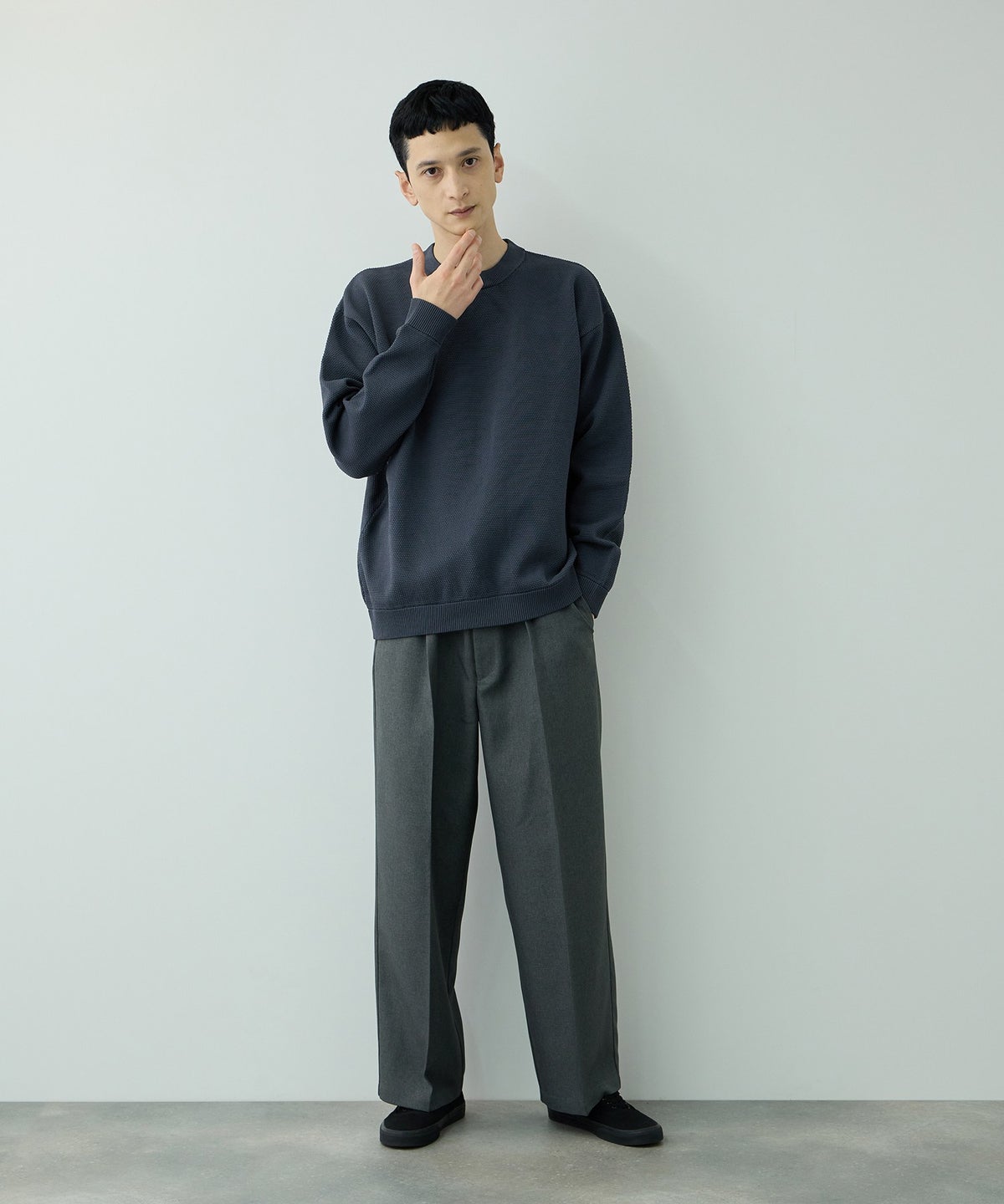 URBAN COLLECTION 鹿の子編みクルーネックニット メンズ