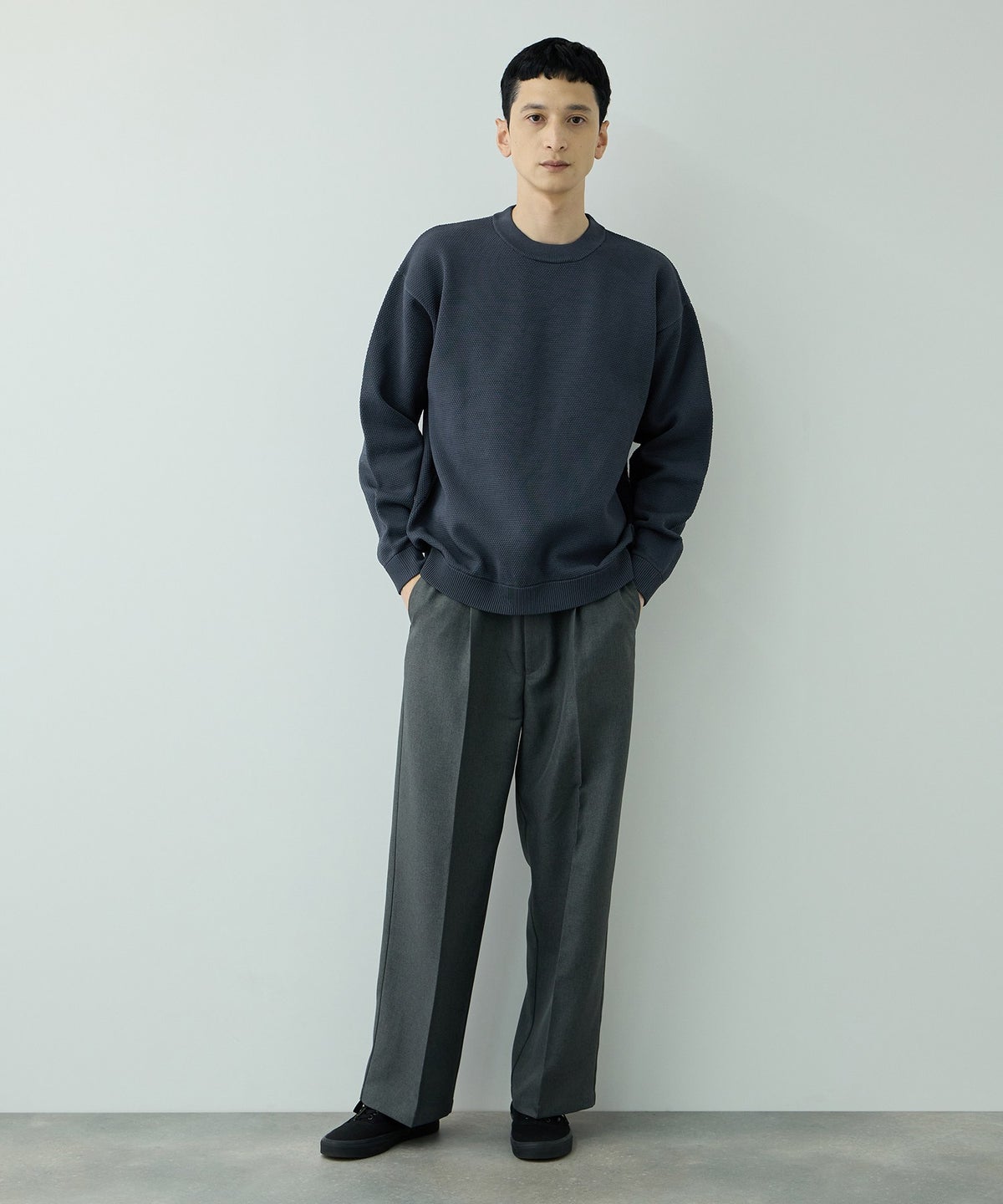URBAN COLLECTION 鹿の子編みクルーネックニット メンズ