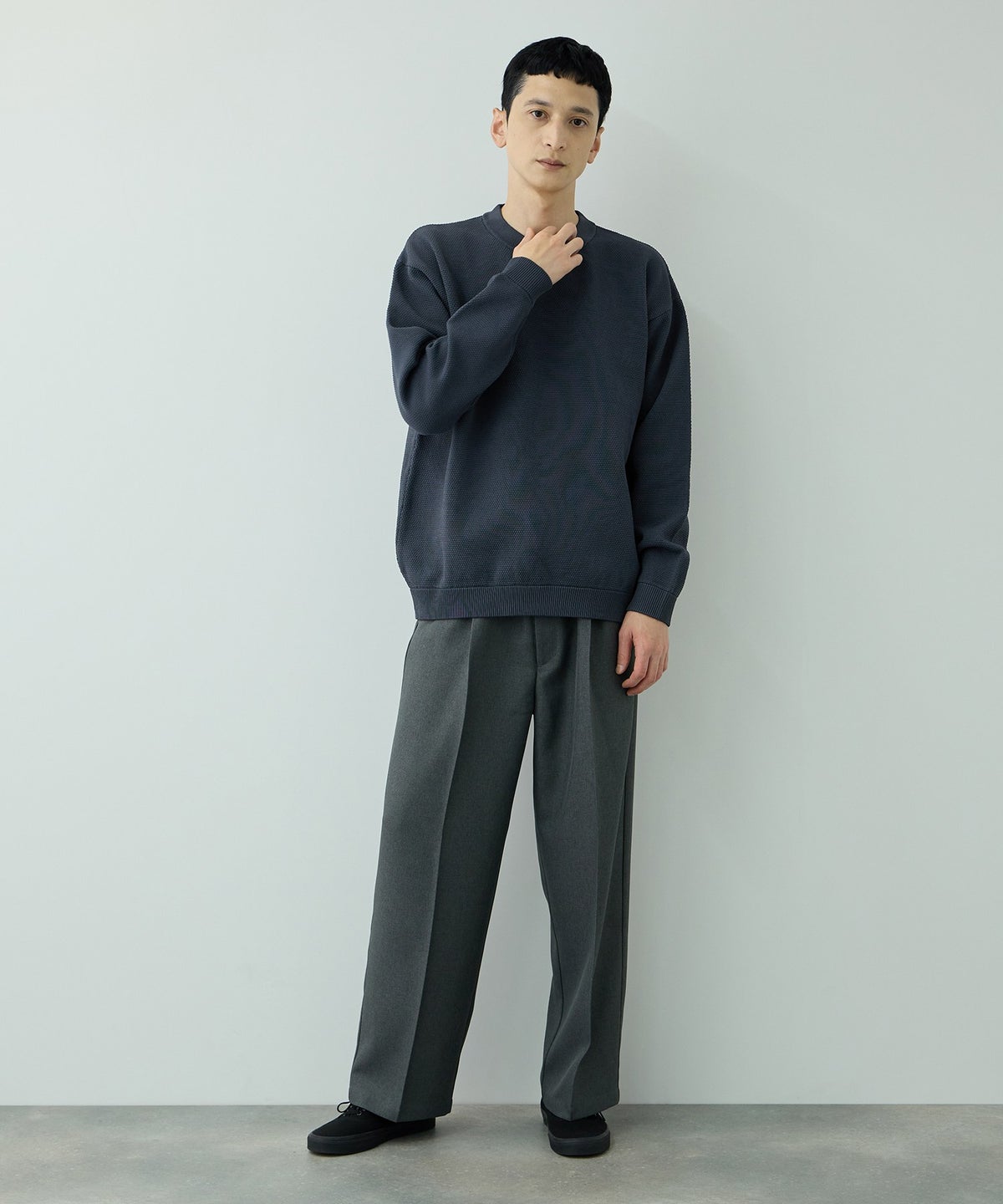 URBAN COLLECTION 鹿の子編みクルーネックニット メンズ