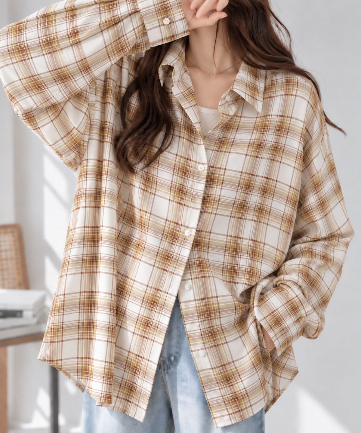 Free Nature 3WAYシアーチェックシャツ レディース
