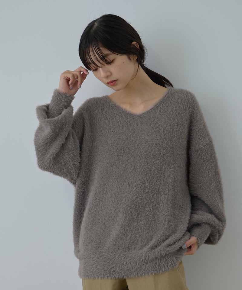 Free Nature フェザーヤーンVネックニット レディース商品画像-2