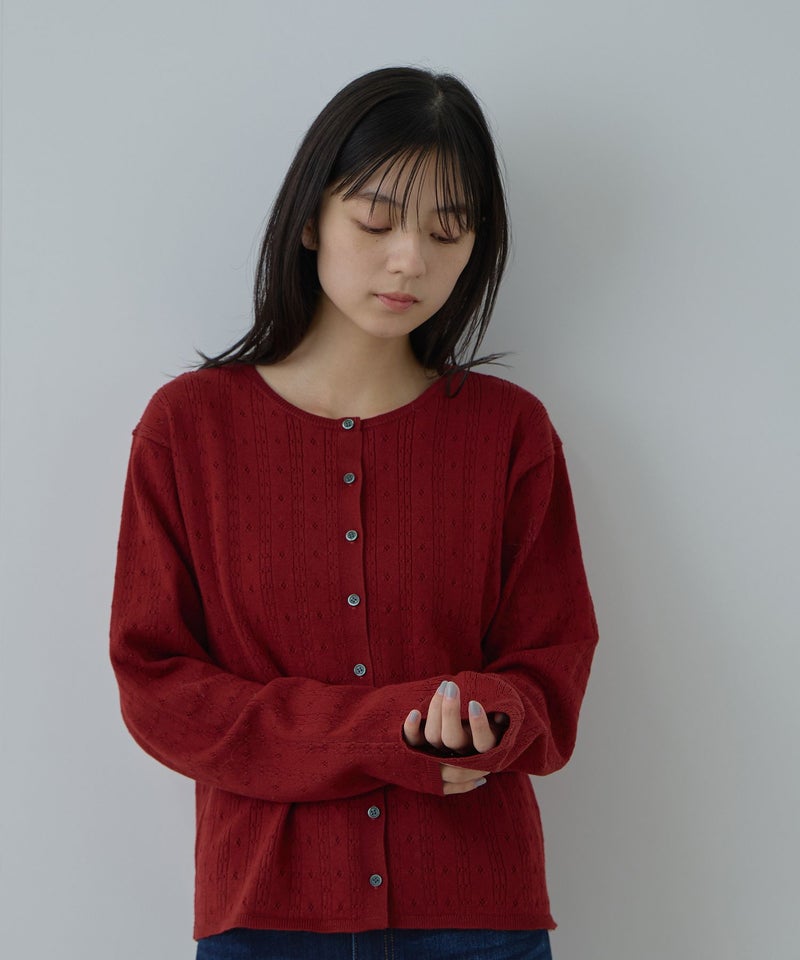 Free Nature アイレットクルーネックカーディガン レディース商品画像-1