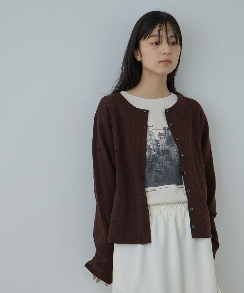 Free Nature アイレットクルーネックカーディガン レディース商品画像-3