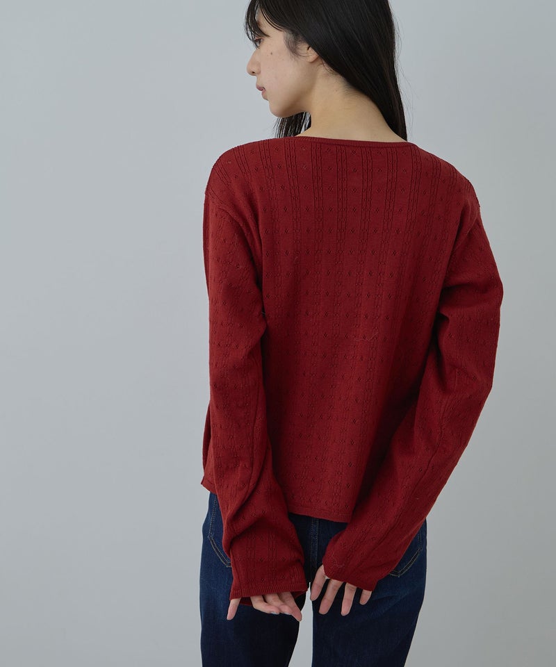 Free Nature アイレットクルーネックカーディガン レディース商品画像-6