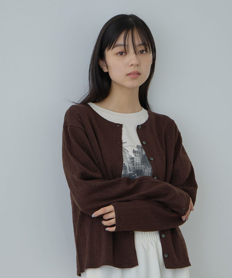 Free Nature アイレットクルーネックカーディガン レディース商品画像-13