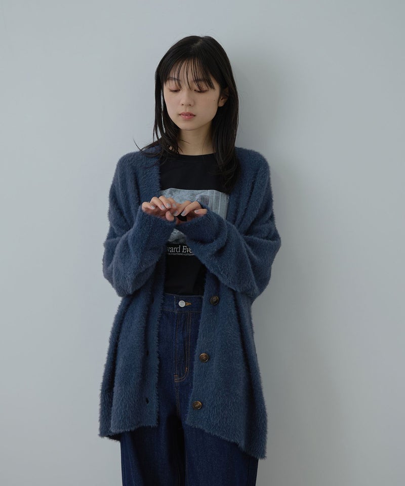 Free Nature フェザーヤーンVネックカーディガン レディース商品画像-1