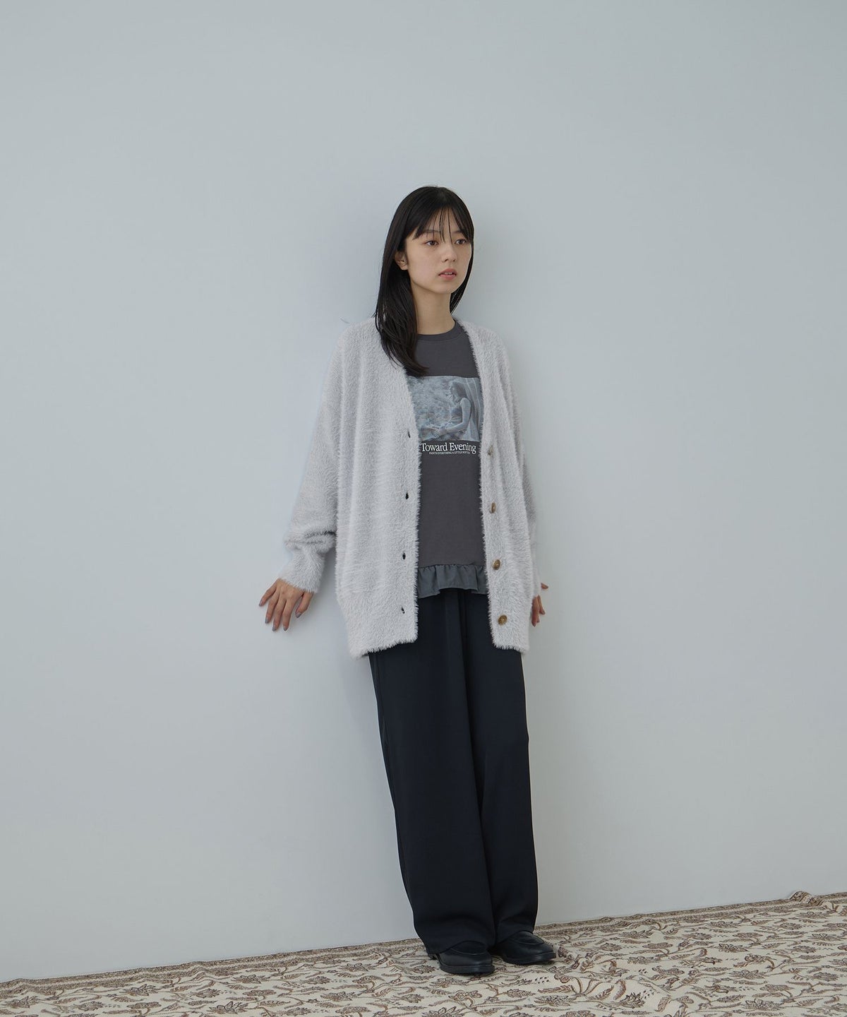 Free Nature フェザーヤーンVネックカーディガン レディース