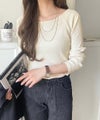 Classical Elf デコルテラインを美しく演出。クルーネックリブトップス(長袖) 商品サムネイル-13