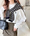 Classical Elf 大人リラックススタイル。ワンポイント刺繍モックネック長袖Tシャツ(無地・ボーダー) 商品サムネイル-9