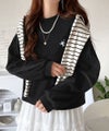 Classical Elf 大人リラックススタイル。ワンポイント刺繍モックネック長袖Tシャツ(無地・ボーダー) 商品サムネイル-13