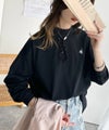 Classical Elf 大人リラックススタイル。ワンポイント刺繍モックネック長袖Tシャツ(無地・ボーダー) 商品サムネイル-16