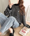 Classical Elf 大人リラックススタイル。ワンポイント刺繍モックネック長袖Tシャツ（無地・ボーダー） 商品サムネイル-26